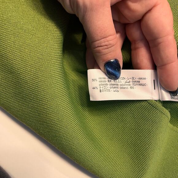 Zara Olive Green Plunging Sleeveless Bodycon Dress Size Small - Picture 6 of 7